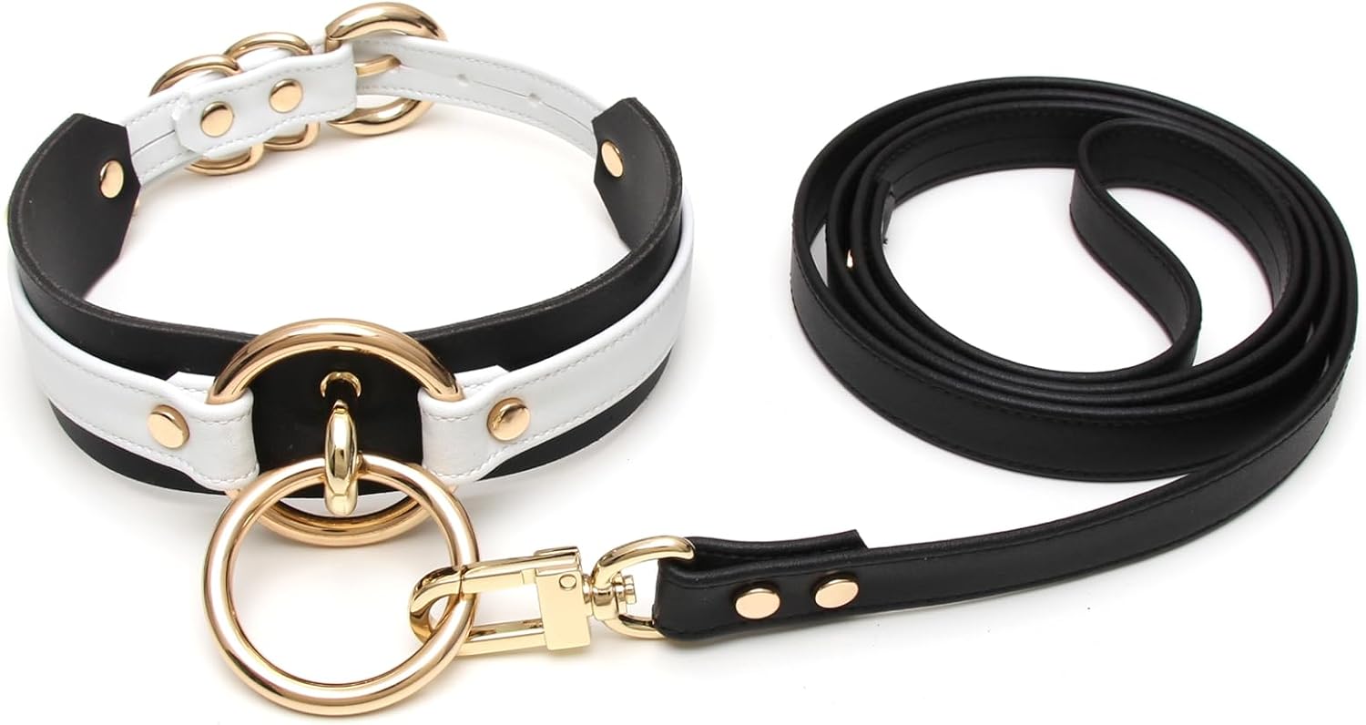 Girocollo Donna O Ring Choker Collana in Ecopelle