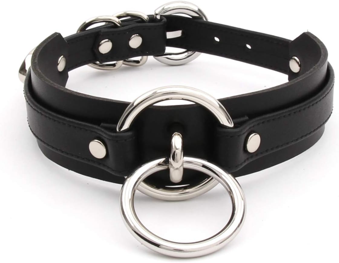 Girocollo Donna O Ring Choker Collana in Ecopelle