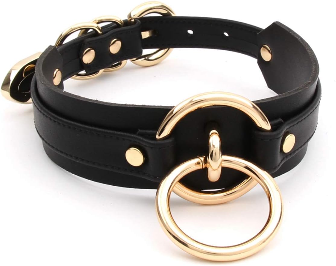 Girocollo Donna O Ring Choker Collana in Ecopelle