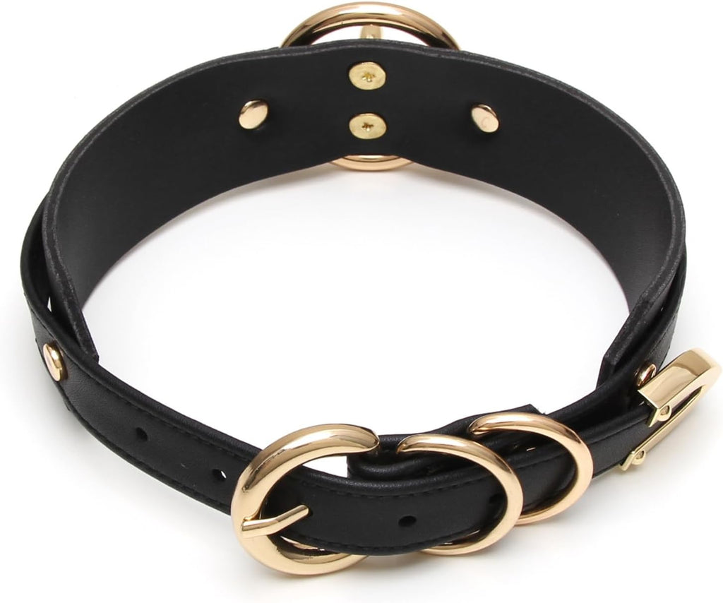 Girocollo Donna O Ring Choker Collana in Ecopelle