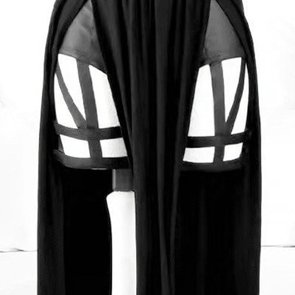 Generisch Abito gotico trasparente da donna, abbigliamento da notte, camicia da notte sexy, doppio negligé con spacco, per festival, club, serate, festival