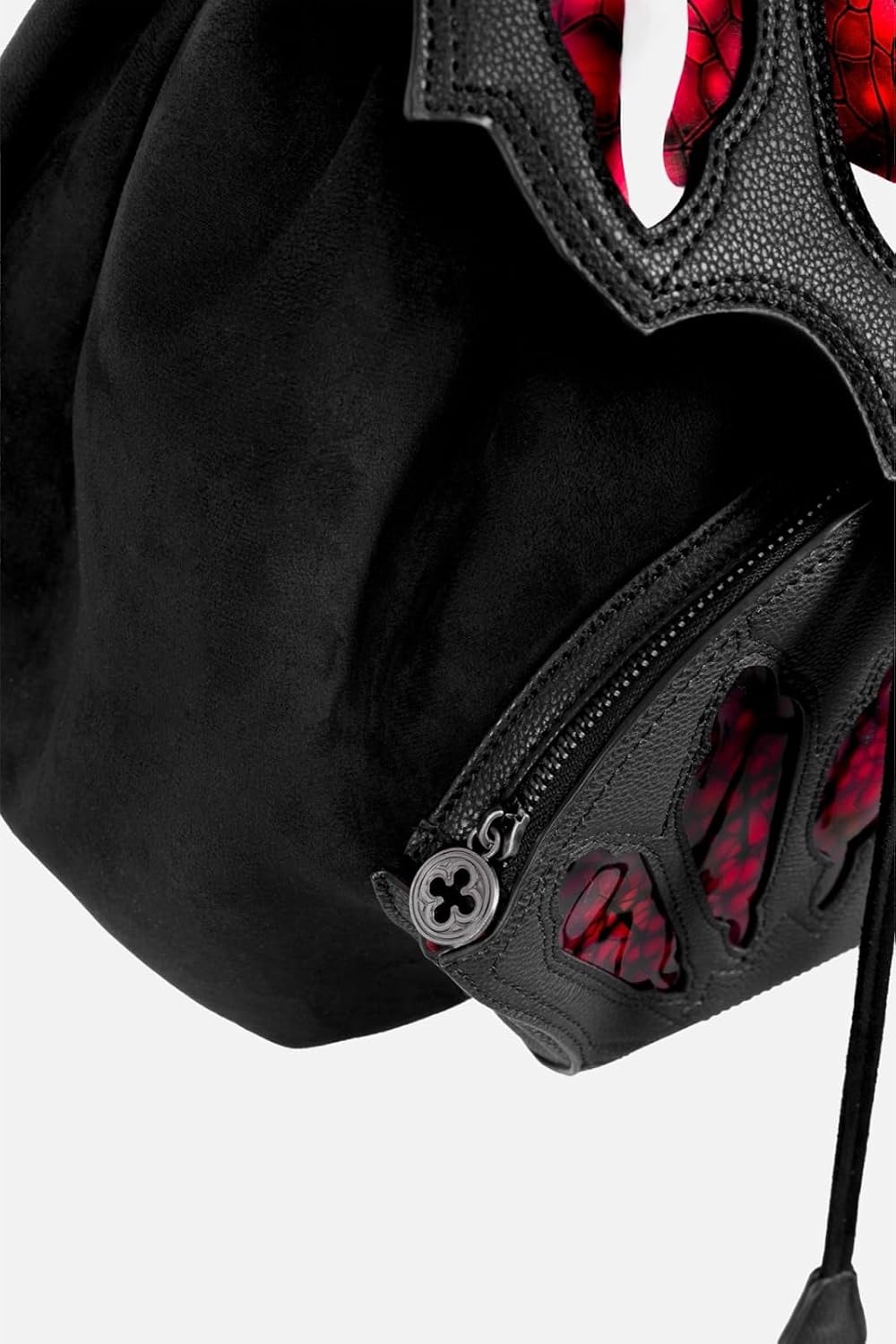 Restyle Zaino gotico BLOODVEIL - Pelle vegana e camoscio con vetro rosso, stile vampiro e Whimsigoth - Perfetto per università, ufficio e uso quotidiano