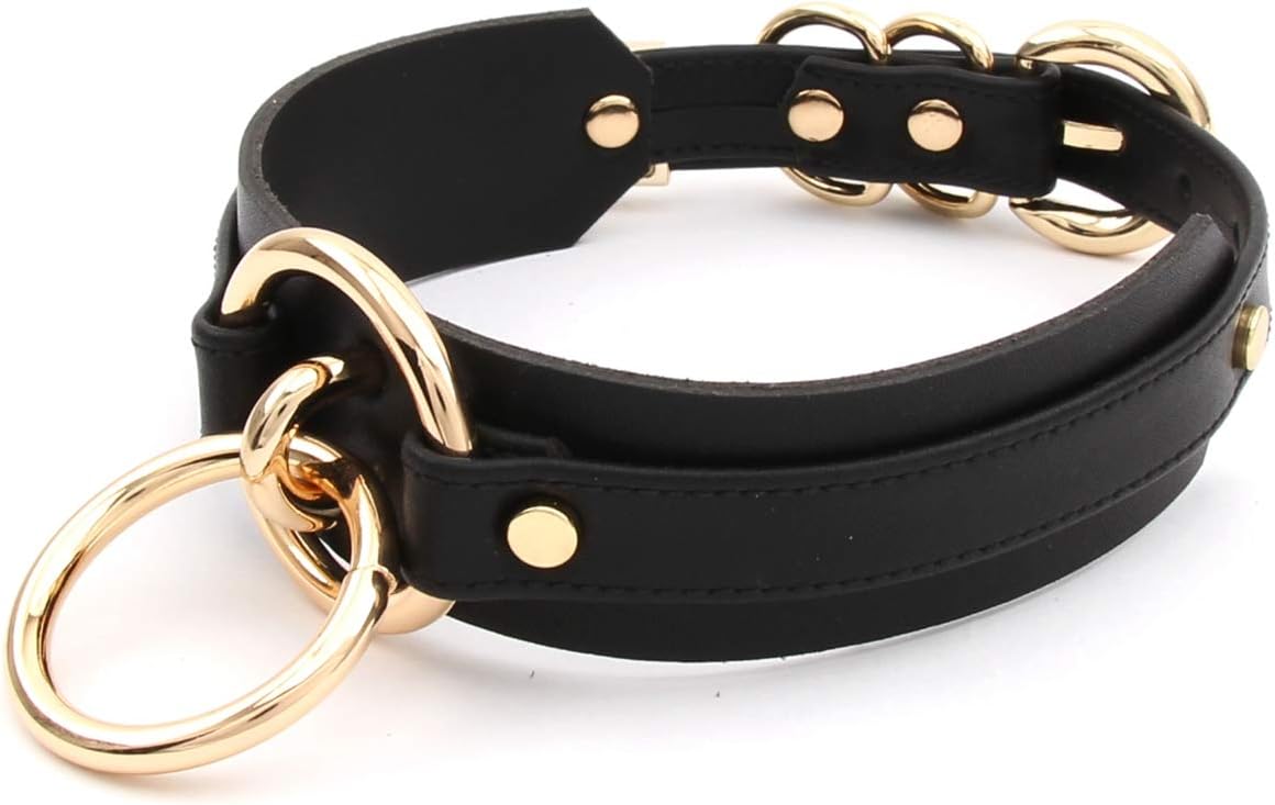 Girocollo Donna O Ring Choker Collana in Ecopelle