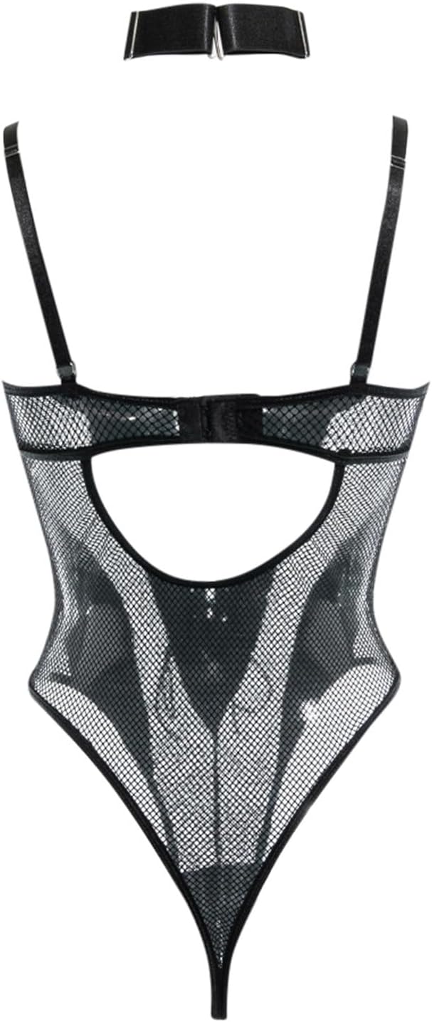 Generico Donna Capsule Bondage in Pelle con Lacci Senza Schienale Body in Lattice Design provocante e Comfort Elastico per di sensualità