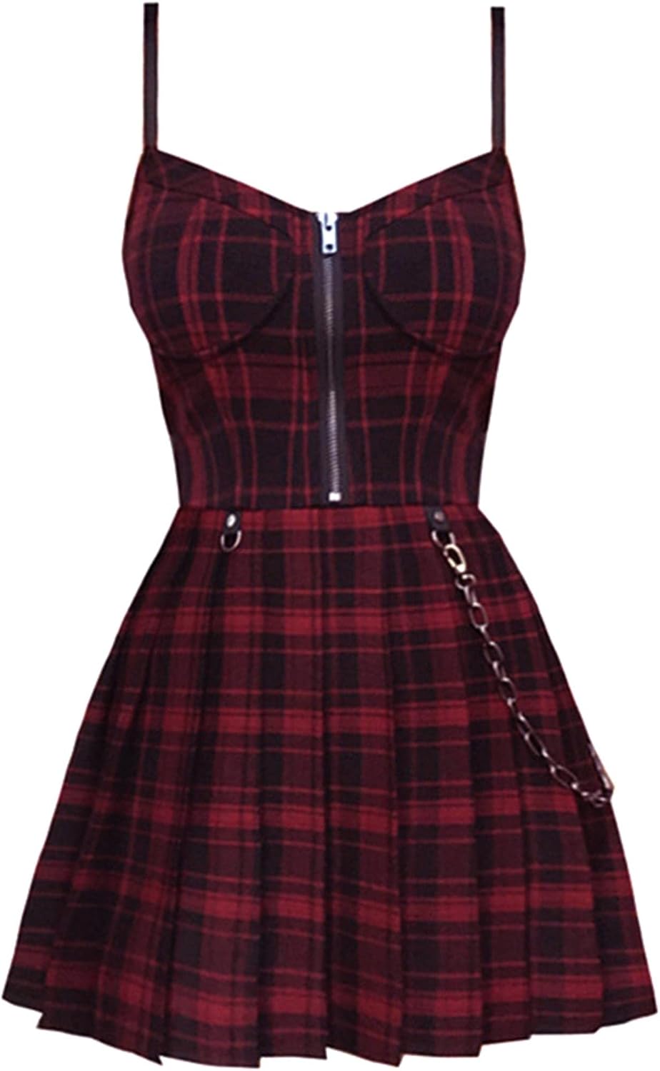 Mini Abito Y2K Goth Plaid – Streetwear Dark Aderente
