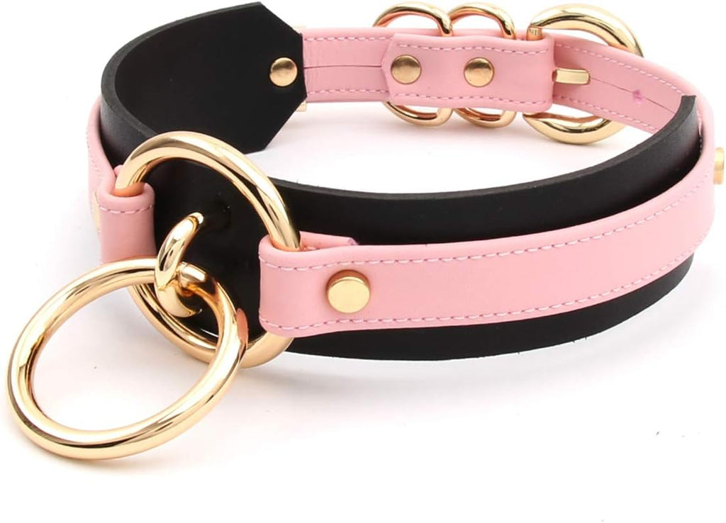 Girocollo Donna O Ring Choker Collana in Ecopelle