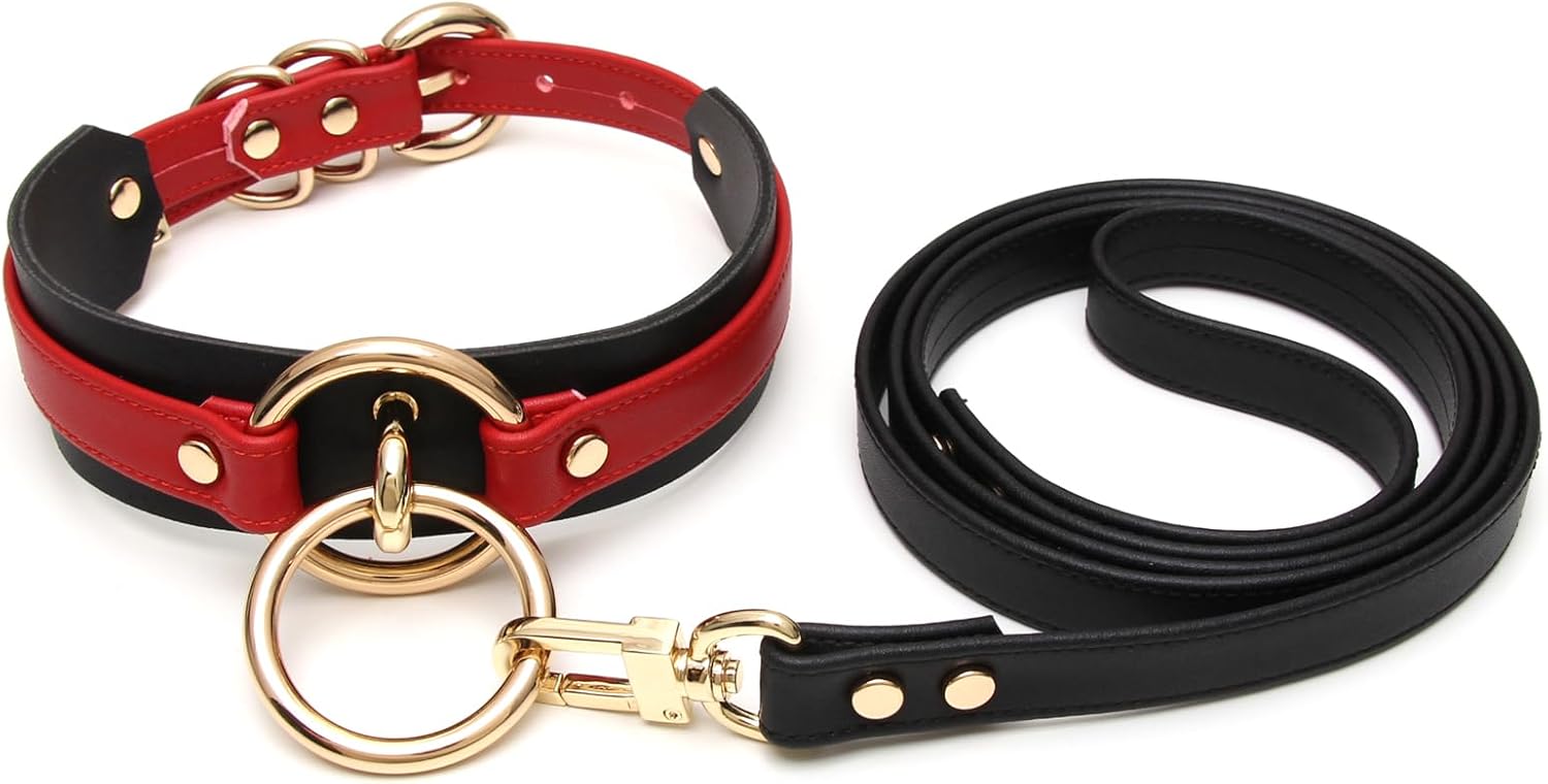 Girocollo Donna O Ring Choker Collana in Ecopelle