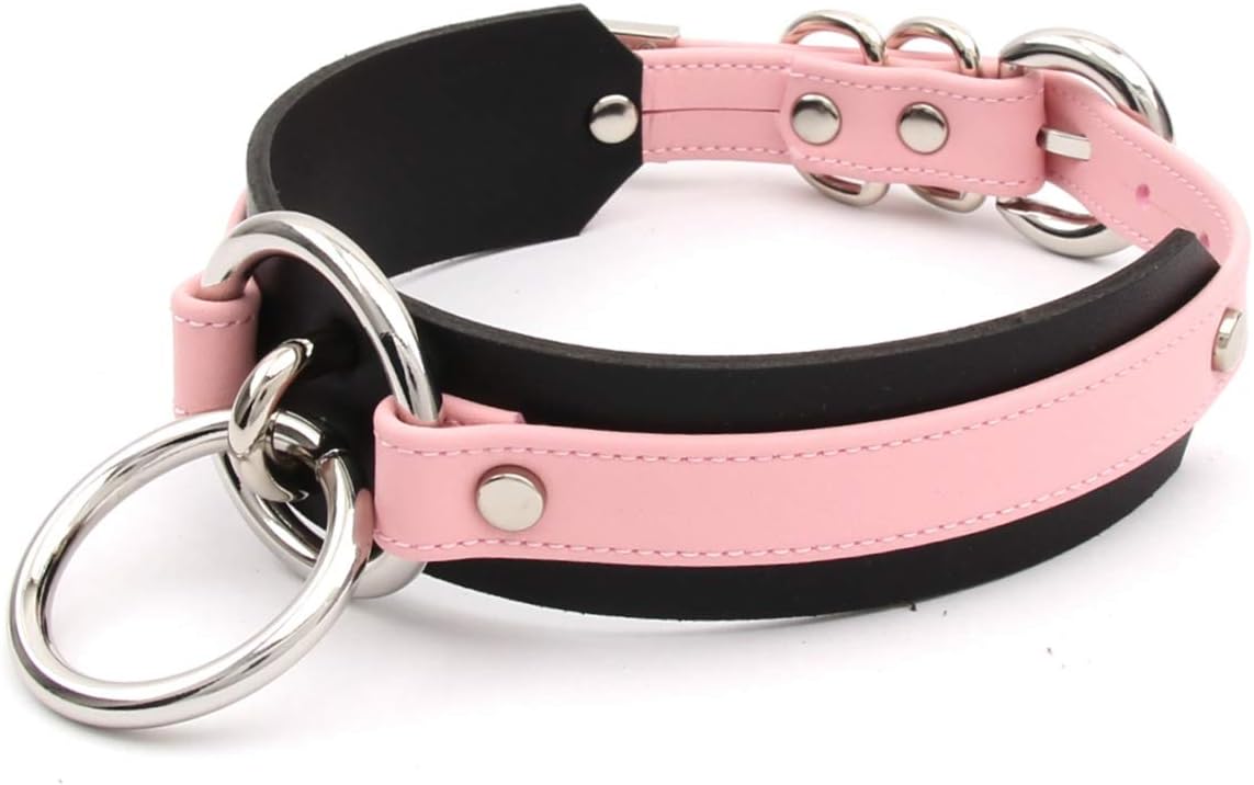 Girocollo Donna O Ring Choker Collana in Ecopelle