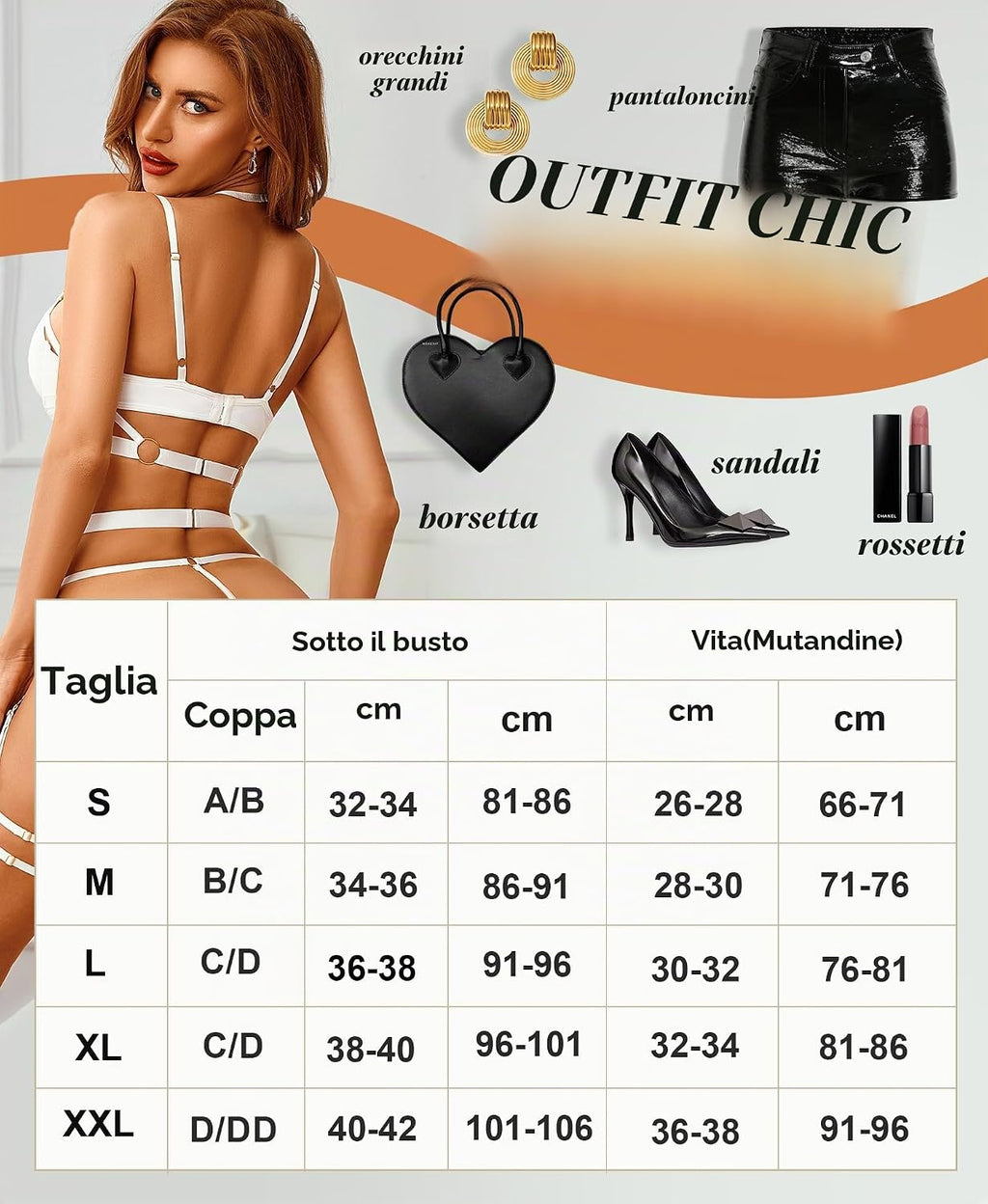 RSLOVE Completo Intimo Donna Sexy Set di Lingerie Reggiseno e Slip con Giarrettiera 6 Pezzi