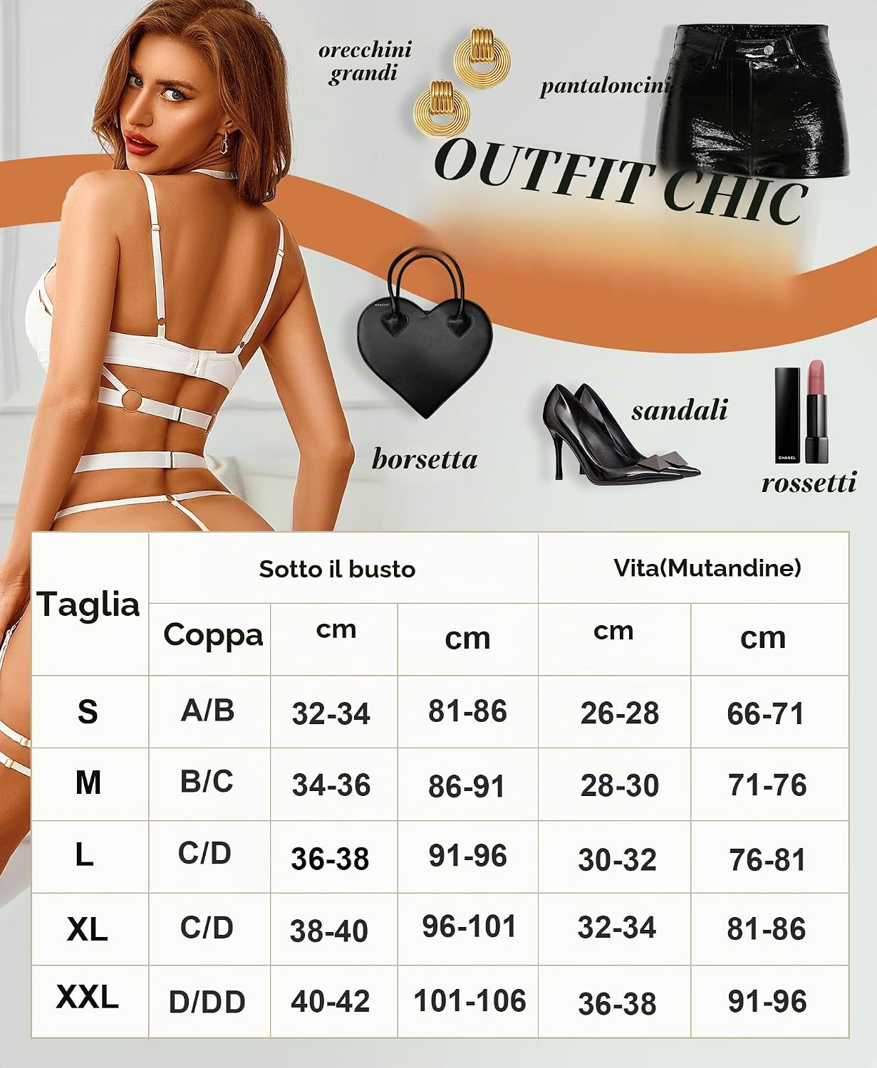 RSLOVE Completo Intimo Donna Sexy Set di Lingerie Reggiseno e Slip con Giarrettiera 6 Pezzi