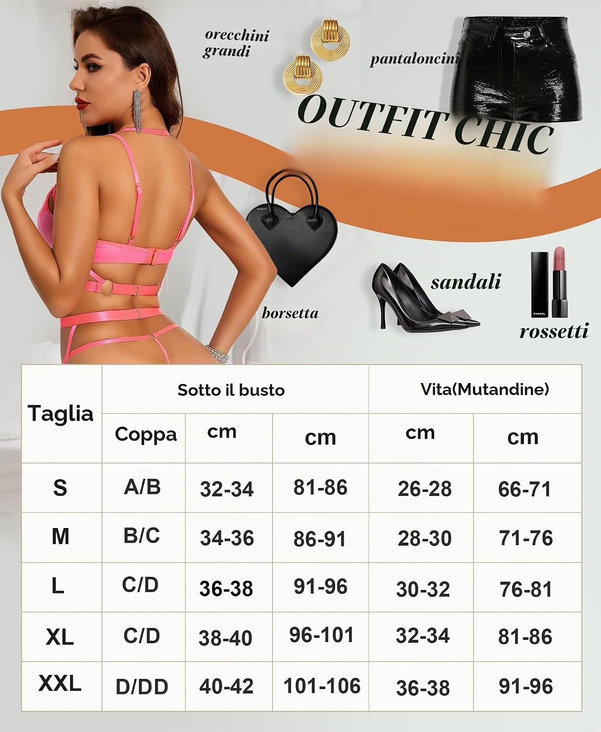 RSLOVE Completo Intimo Donna Sexy Set di Lingerie Reggiseno e Slip con Giarrettiera 6 Pezzi