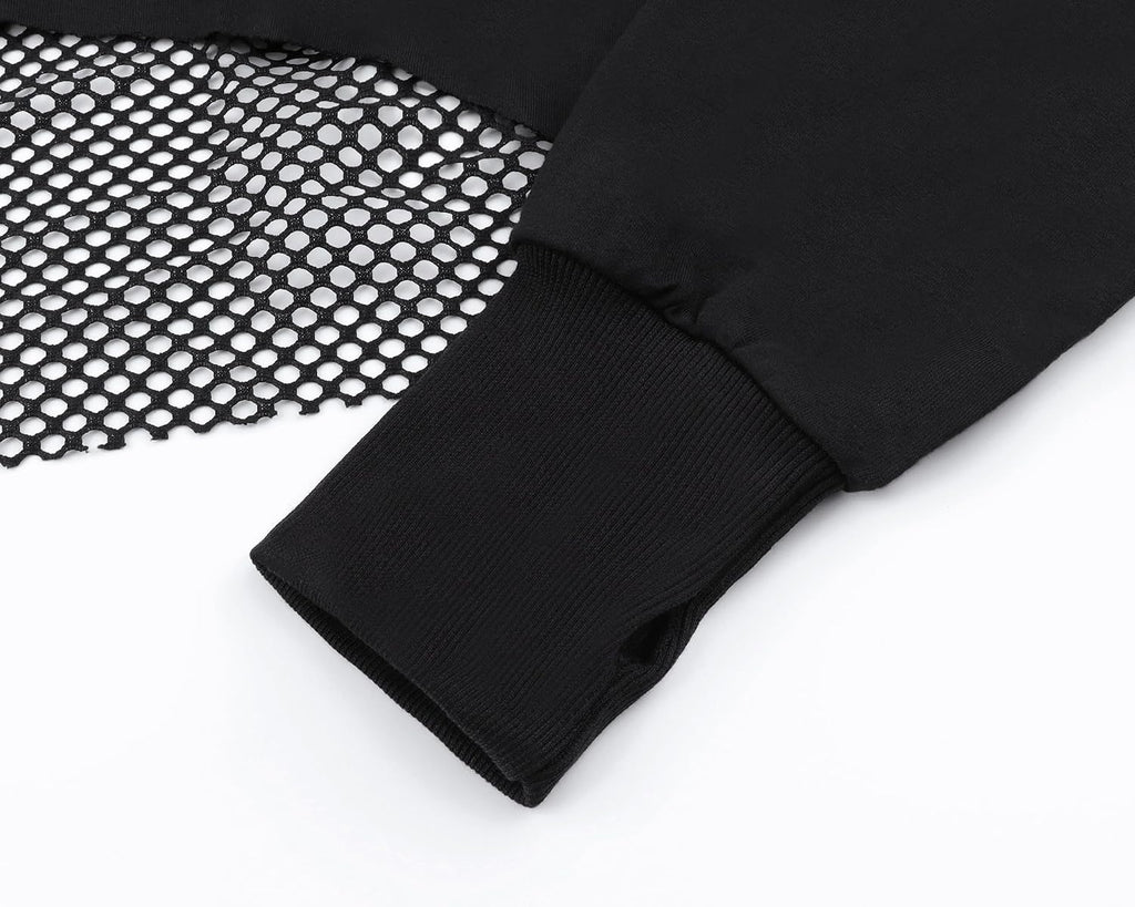Maglietta a maniche lunghe con bretelle, da donna, stile gotico, punk, cool, con motivo drago, girocollo, nero, per autunno