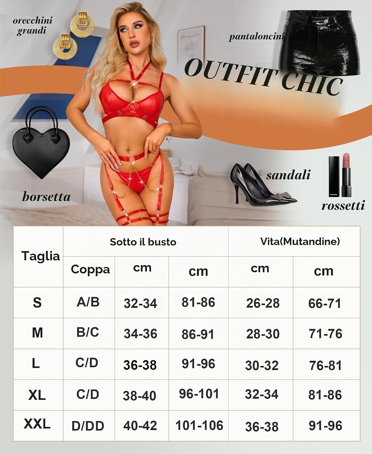 RSLOVE Completo Intimo Donna Sexy Set di Lingerie Reggiseno e Slip con Giarrettiera 6 Pezzi