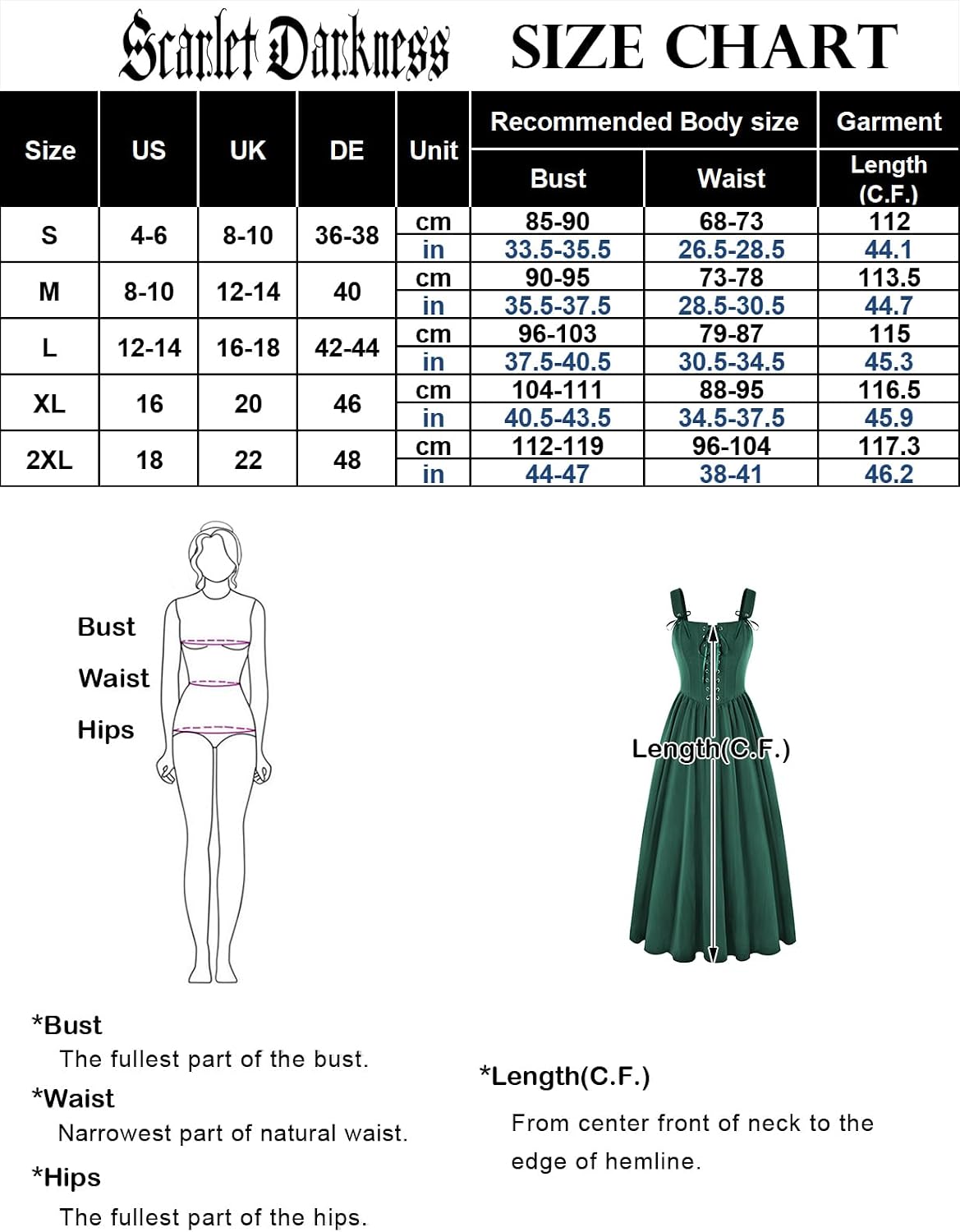 SCARLET DARKNESS Abito da donna rinascimentale, senza maniche, con lacci, linea ad A