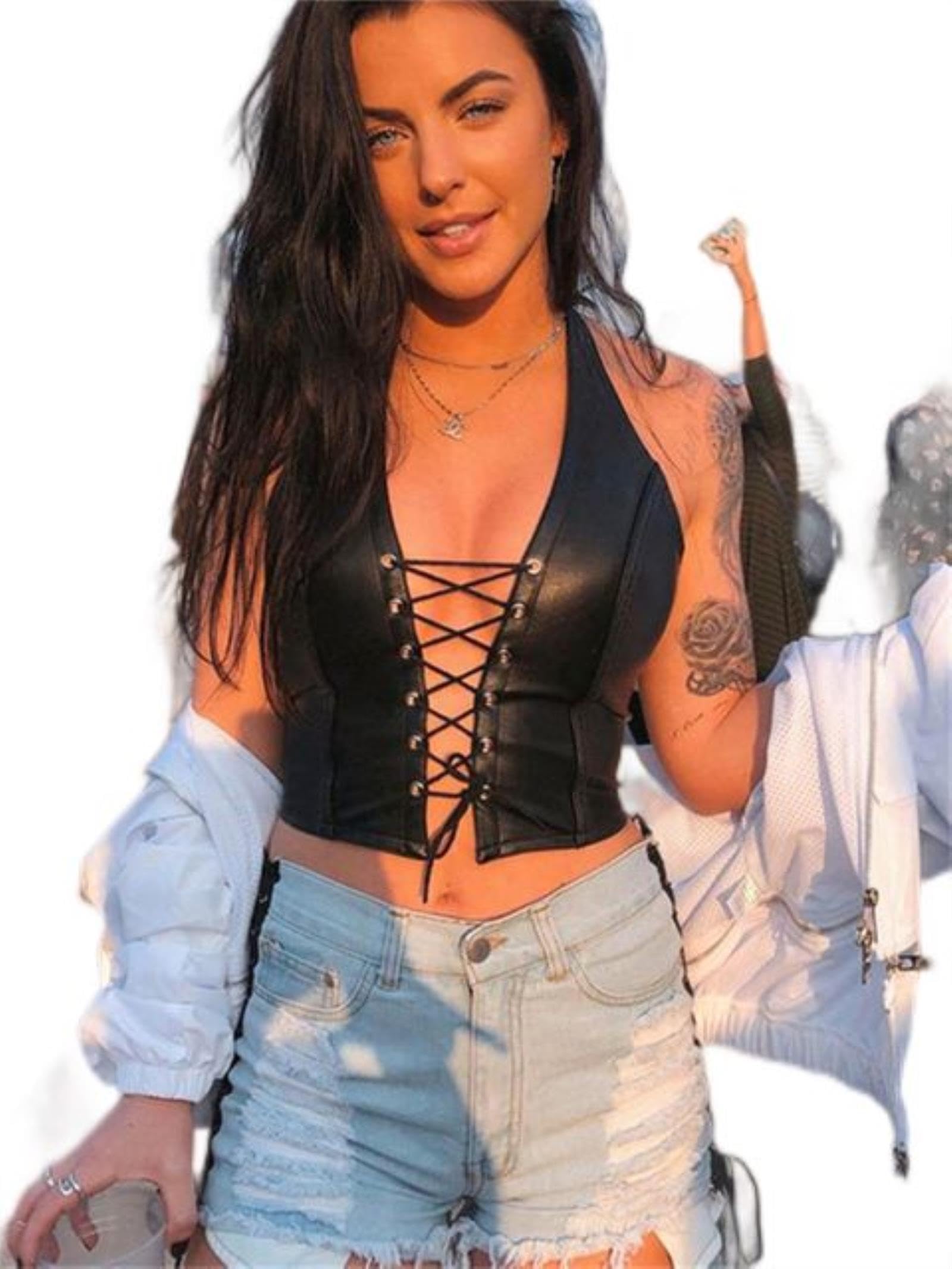 WEITING Sexy Punk Y2K Nero PU Crop Top in Pelle Canotta Senza Schienale da Donna 2023 Summer Vest Fashion Club Wear Canotte