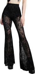 SEAUR Gothic Punk - Pantaloni da donna in pizzo floreale vintage, in velluto nero, Y2K, per il tempo libero, Grunge Party Club Wear