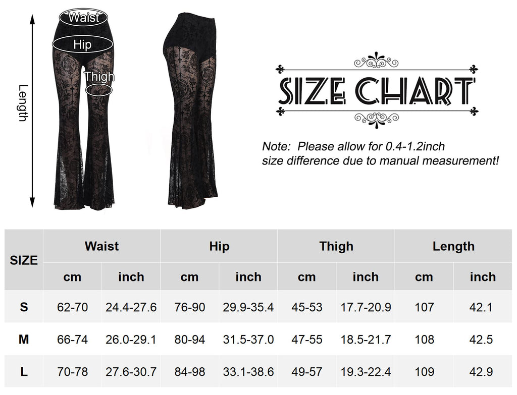SEAUR Gothic Punk - Pantaloni da donna in pizzo floreale vintage, in velluto nero, Y2K, per il tempo libero, Grunge Party Club Wear