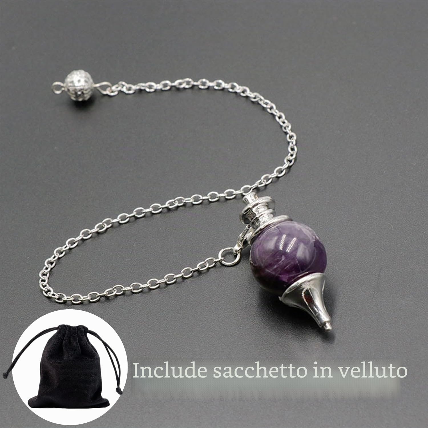 Pendolino Divinatorio Ametista,Pendolo Divinatorio,Pendolino Radioestesia,Pendolo Esoterico Ametista,Pendolo di Meditazione Wicca Divinazione Chakra Reiki,Divinatorio/Veggenza