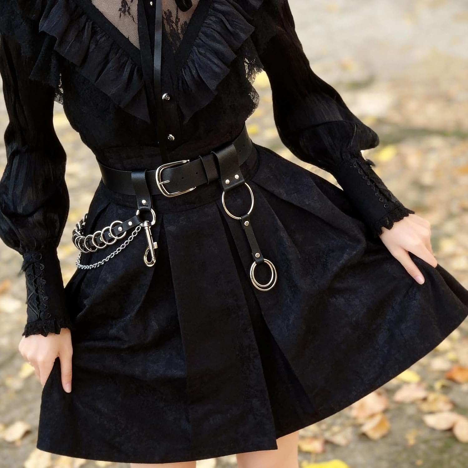 Cintura da Donna Cintura da Donna per Jeans Gotica Cintura con Catena Nera con Catena per Donna, appassionate di Punk, utenti Cosplay per Club, Festival, palco, Servizio Fotografico,