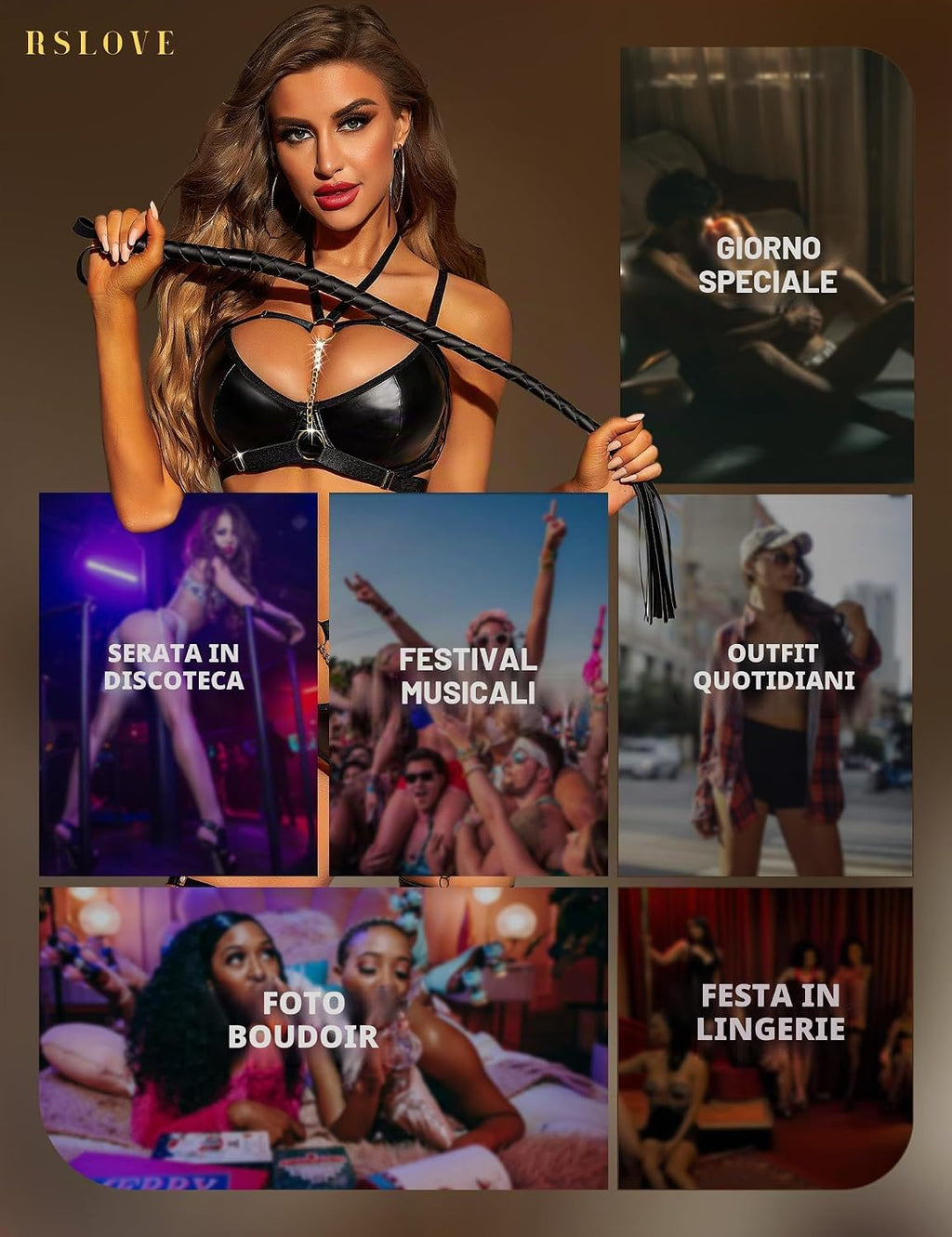 RSLOVE Completo Intimo Donna Sexy Set di Lingerie Reggiseno e Slip con Giarrettiera 6 Pezzi