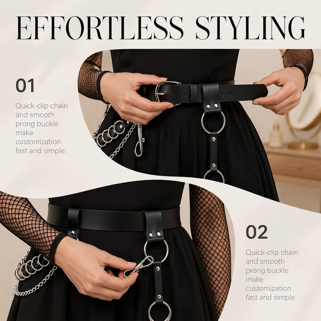 Cintura da Donna Cintura da Donna per Jeans Gotica Cintura con Catena Nera con Catena per Donna, appassionate di Punk, utenti Cosplay per Club, Festival, palco, Servizio Fotografico,