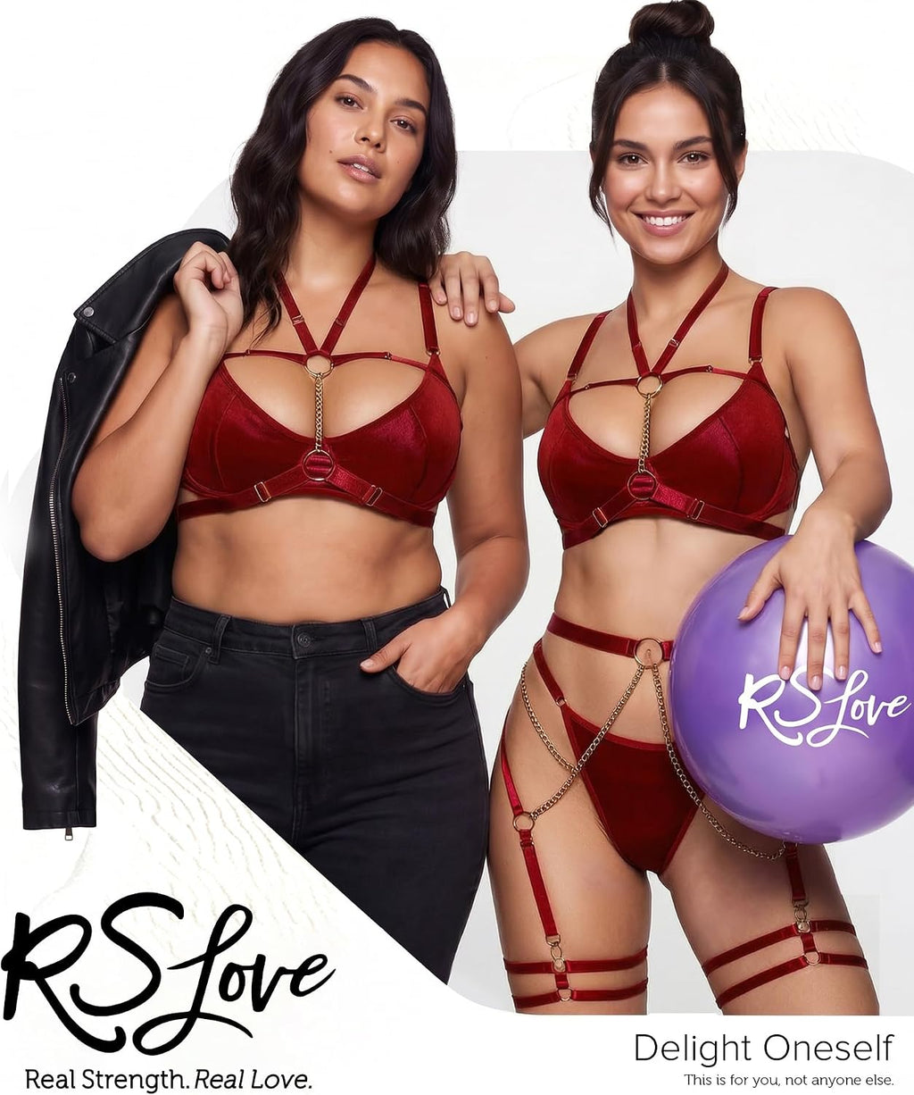 RSLOVE Completo Intimo Donna Sexy Set di Lingerie Reggiseno e Slip con Giarrettiera 6 Pezzi