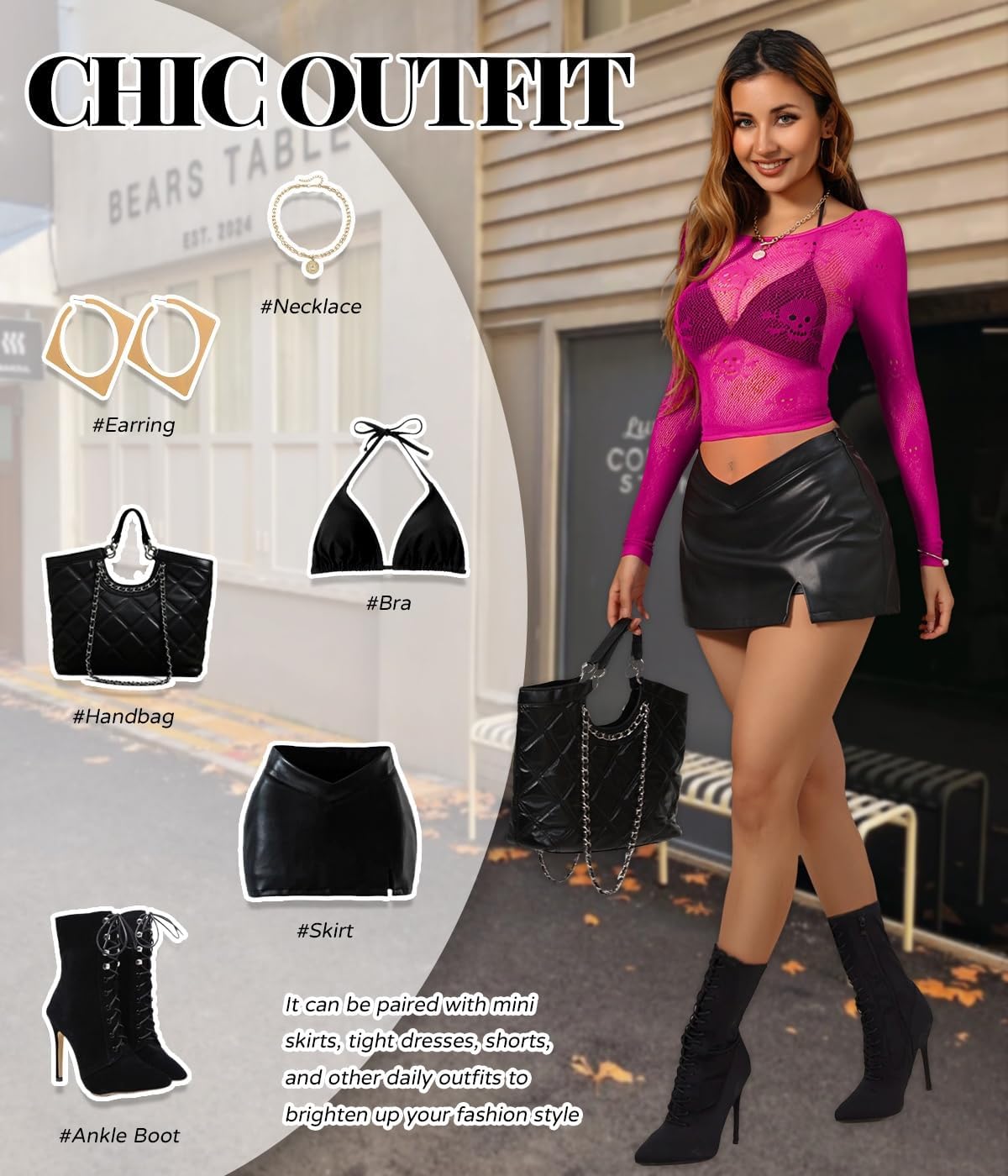 Buitifo Donne Sexy Crop Top Mesh Nightwear Skull Festival Costume Lingerie Camicie