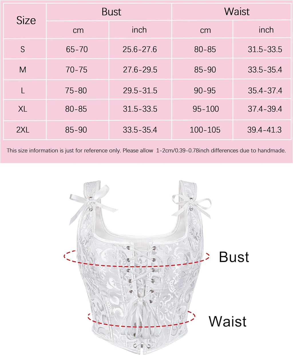 Wikoan Corsetto da Donna Top in Stile Gotico Bustino in Stile Principessa S-XXL