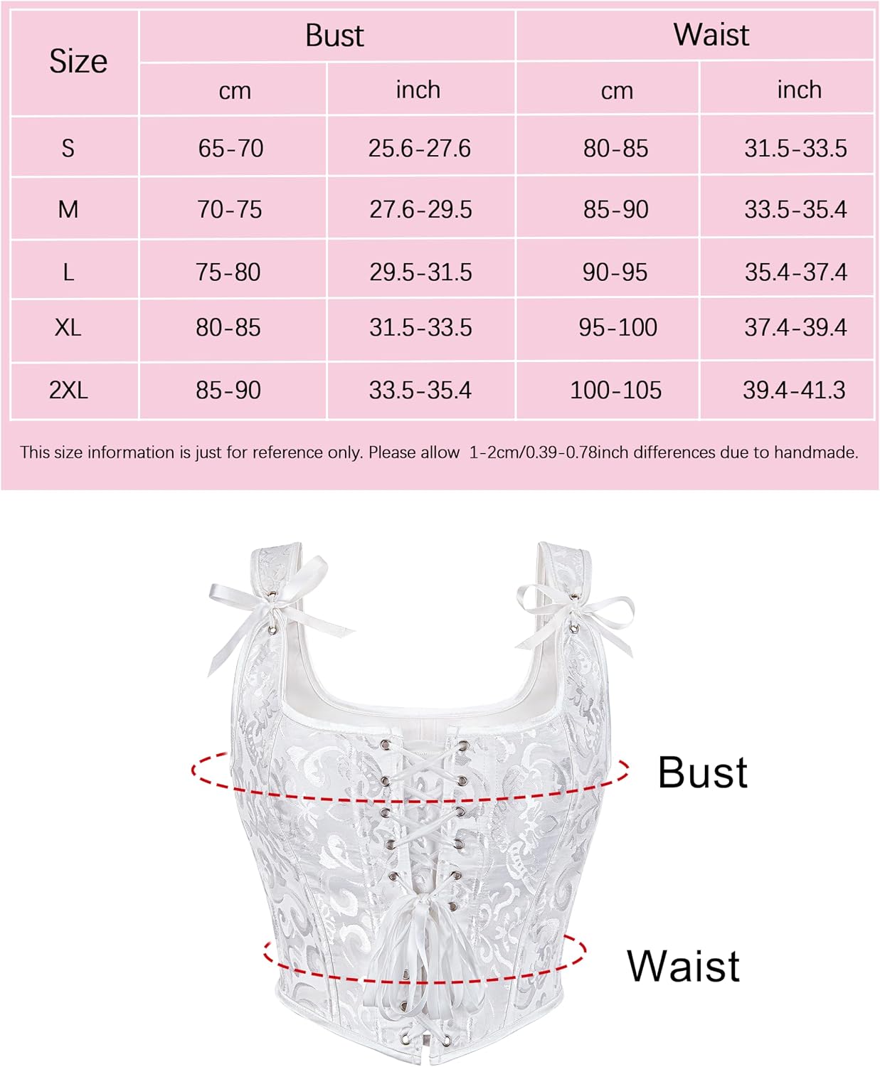 Wikoan Corsetto da Donna Top in Stile Gotico Bustino in Stile Principessa S-XXL