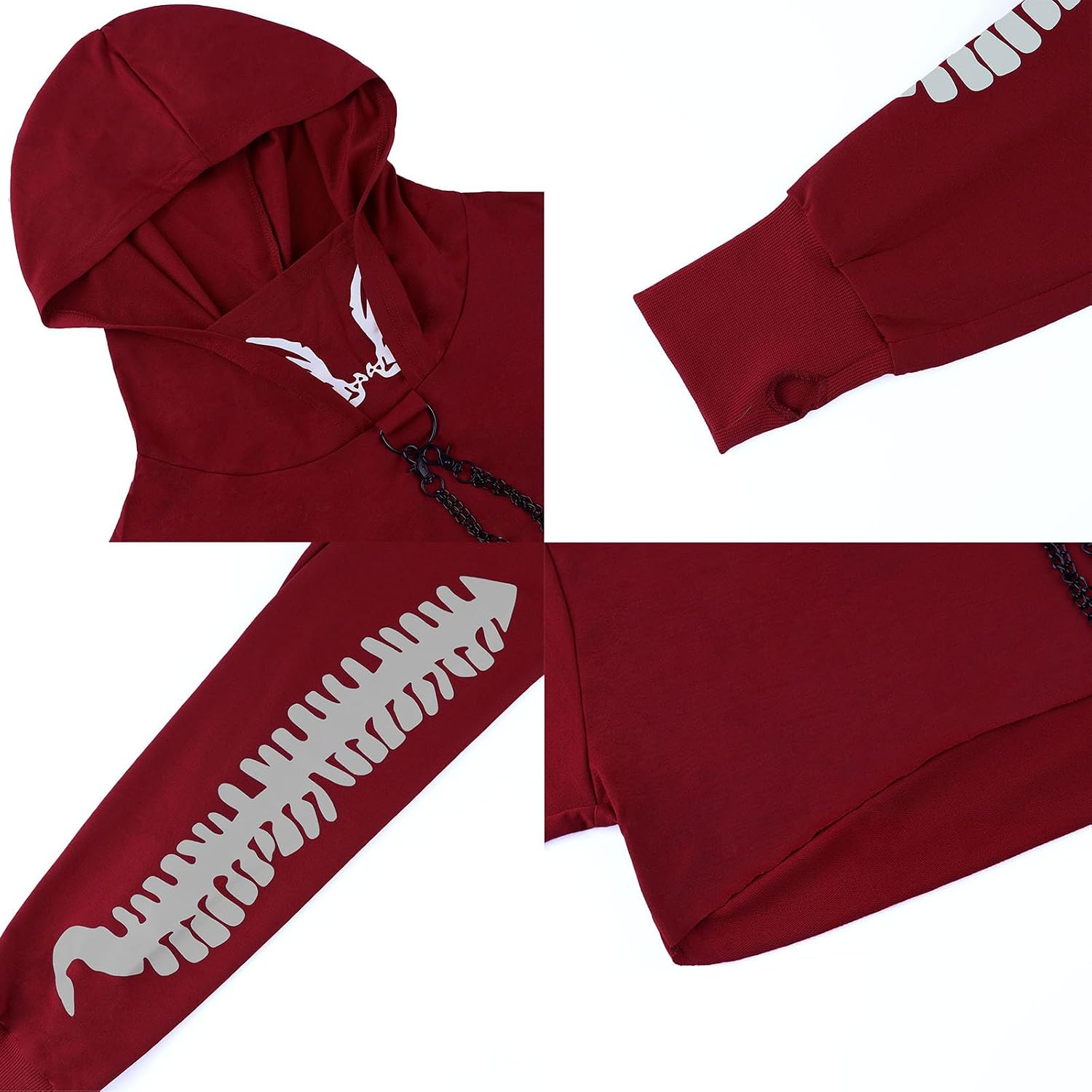 Maglietta a maniche lunghe con bretelle, da donna, stile gotico, punk, cool, con motivo drago, girocollo, nero, per autunno