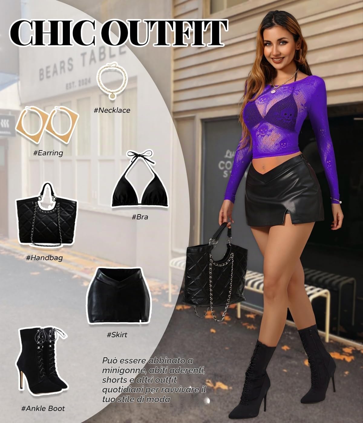 Buitifo Donne Sexy Crop Top Mesh Nightwear Skull Festival Costume Lingerie Camicie