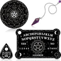 Threan Tavola divinatoria con pendolo con set di ametista, tavola parlante in legno con messaggio metafisico, collana con pendolo di cristallo con planchette per commerci Wiccan (motivo stella)