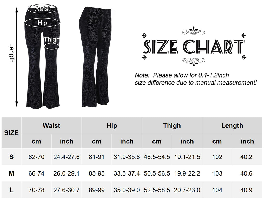 SEAUR Gothic Punk - Pantaloni da donna in pizzo floreale vintage, in velluto nero, Y2K, per il tempo libero, Grunge Party Club Wear