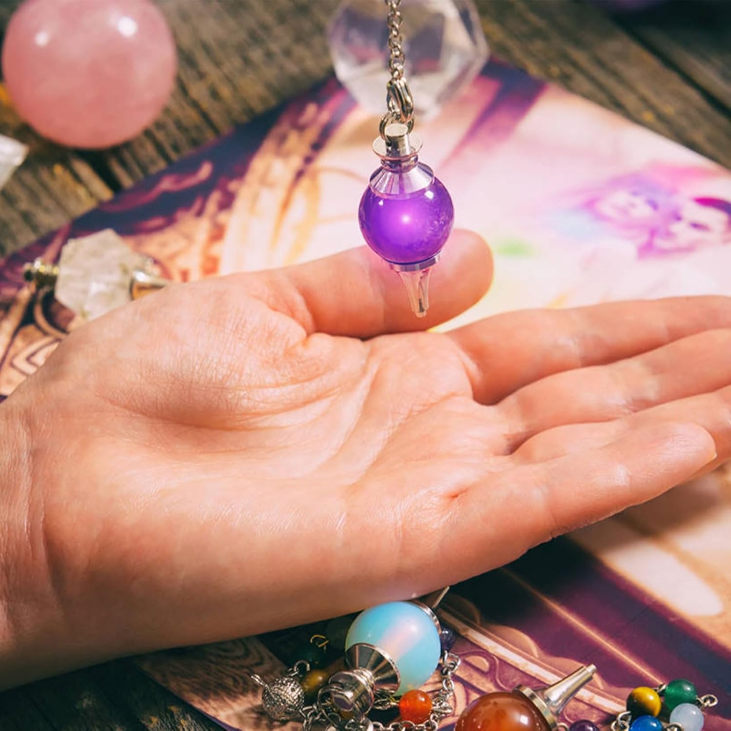 Pendolino Divinatorio Ametista,Pendolo Divinatorio,Pendolino Radioestesia,Pendolo Esoterico Ametista,Pendolo di Meditazione Wicca Divinazione Chakra Reiki,Divinatorio/Veggenza