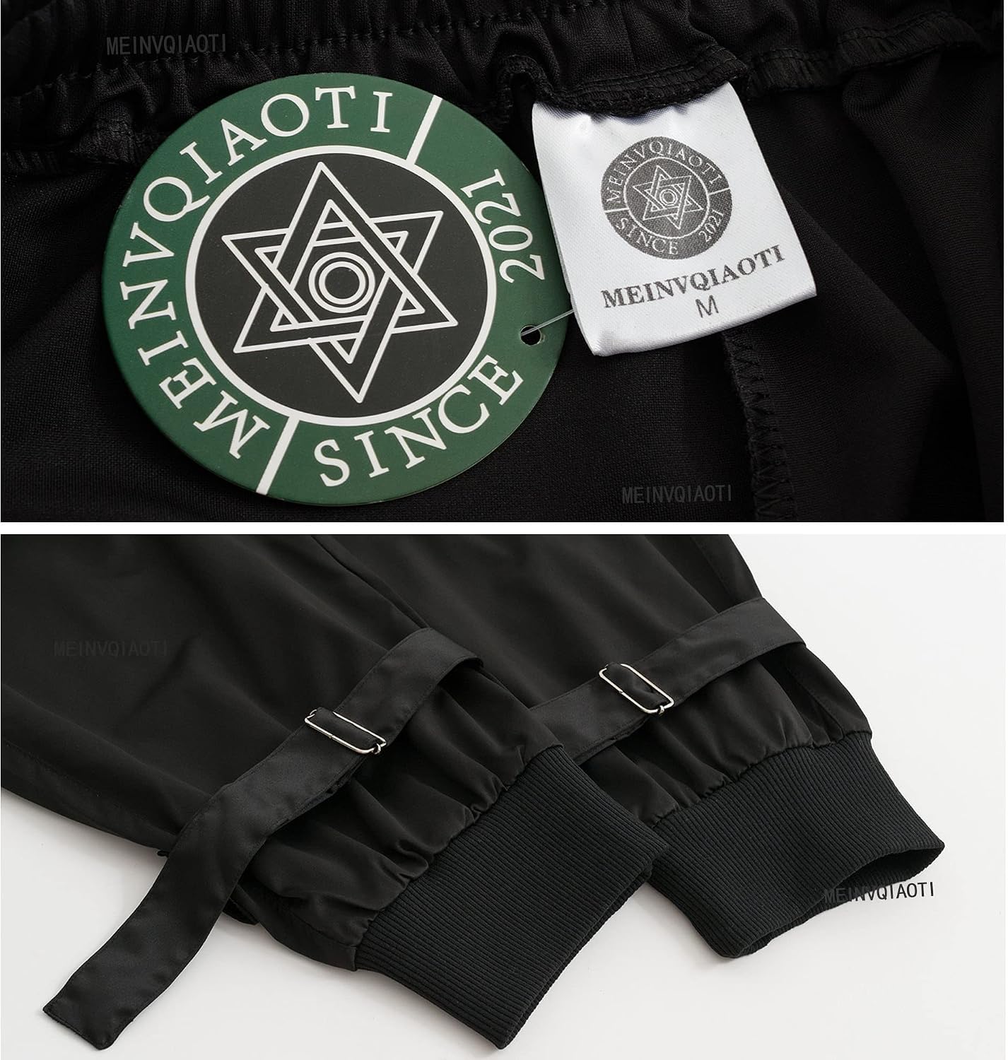 Pantaloni Cargo Neri da Donna Allentati Pantaloni incatenati Multi-Tasca Multi-Zip Punk Goth Pantaloni