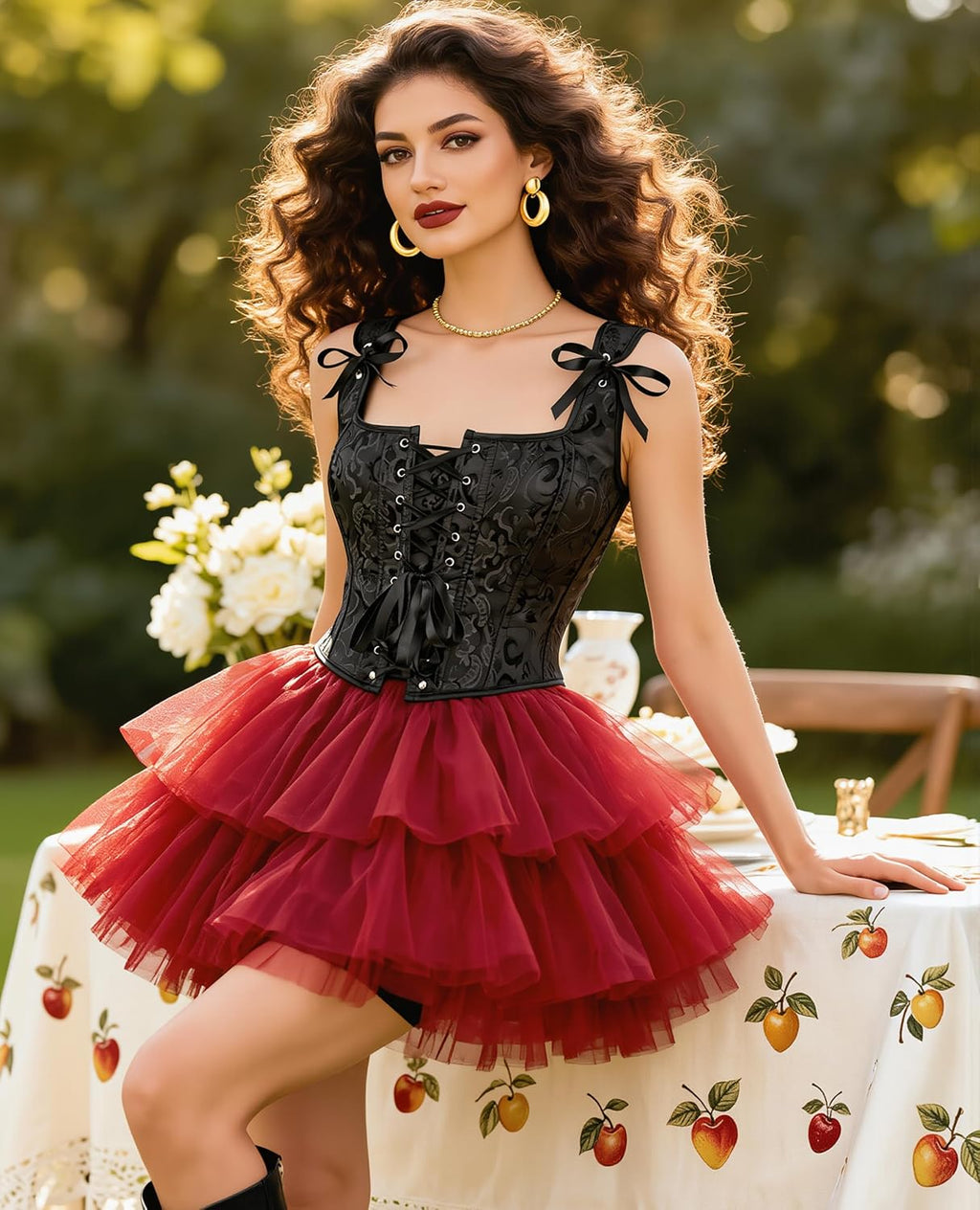 Wikoan Corsetto da Donna Top in Stile Gotico Bustino in Stile Principessa S-XXL
