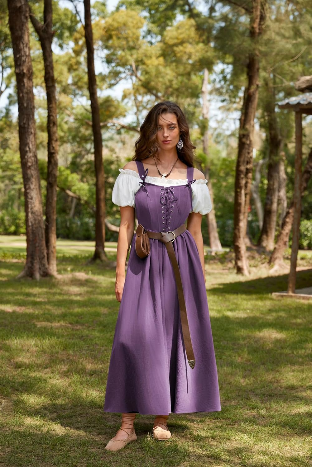 SCARLET DARKNESS Abito da donna rinascimentale, senza maniche, con lacci, linea ad A