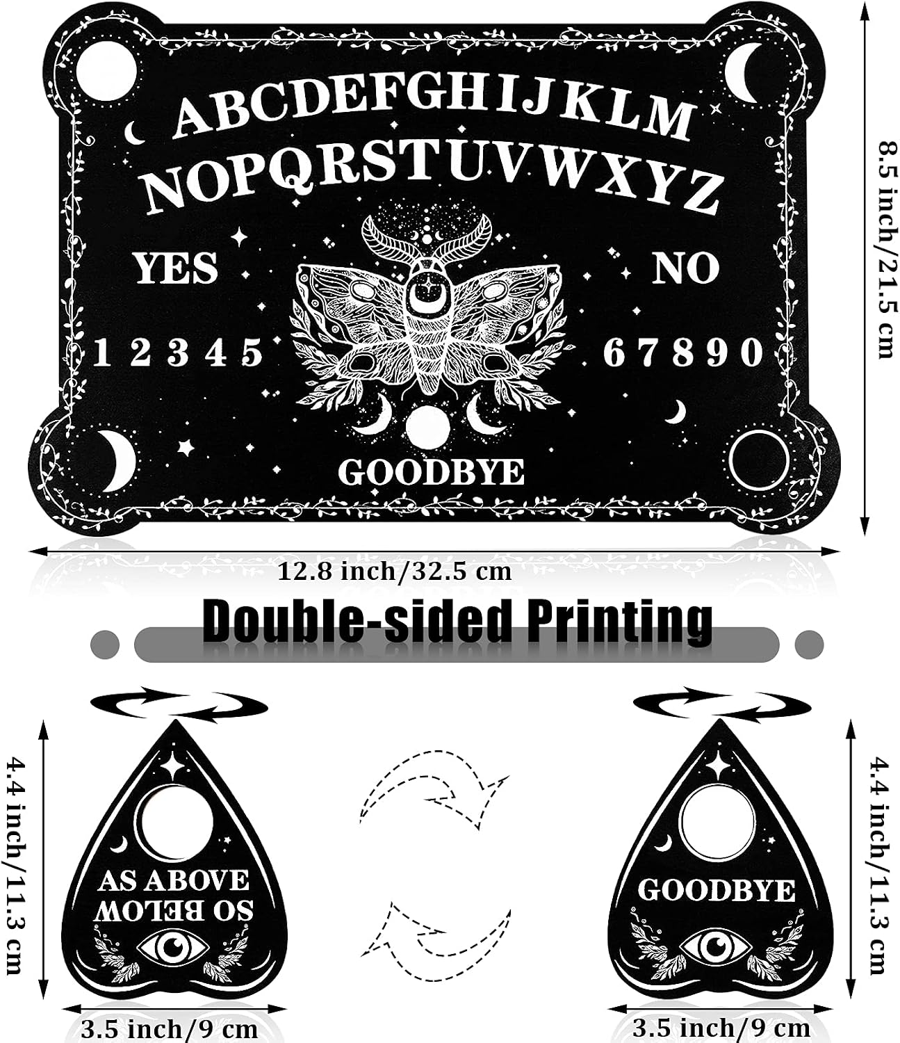 Threan Tavola divinatoria con pendolo con set di ametista, tavola parlante in legno con messaggio metafisico, collana con pendolo di cristallo con planchette per commerci Wiccan (motivo stella)
