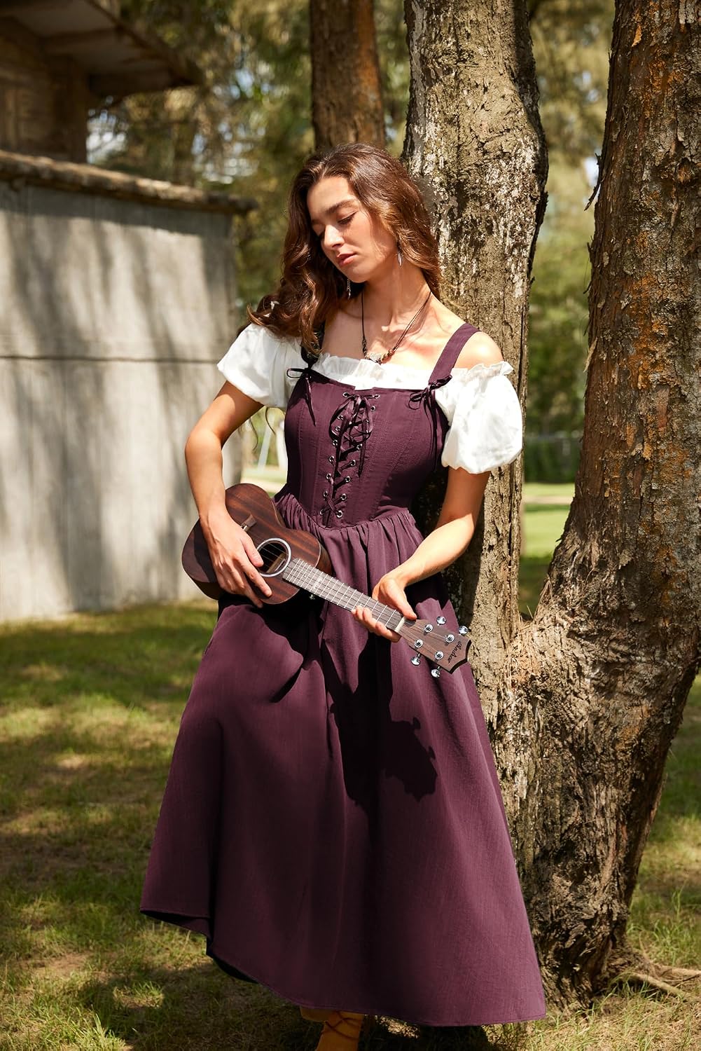 SCARLET DARKNESS Abito da donna rinascimentale, senza maniche, con lacci, linea ad A