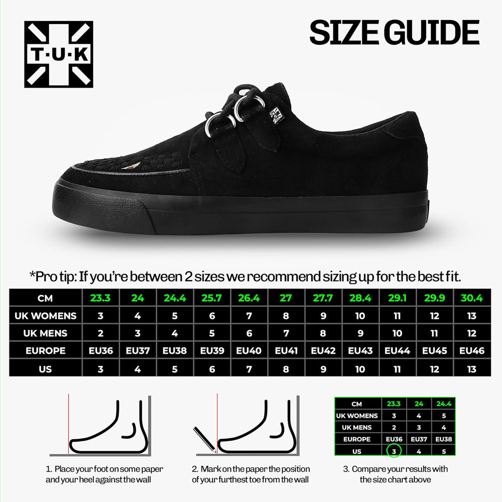 T.U.K. Vegan Creeper Sneaker - Scarpe da Ginnastica da Uomo e da Donna - Stile Punk, Goth e Rocker in Pelle e Scarpe Stringate