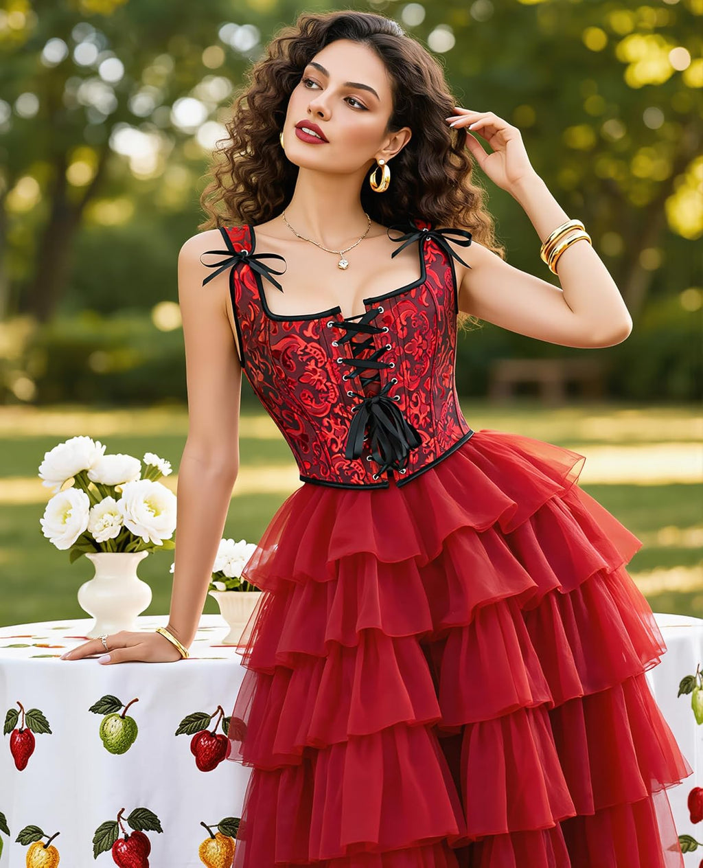 Wikoan Corsetto da Donna Top in Stile Gotico Bustino in Stile Principessa S-XXL
