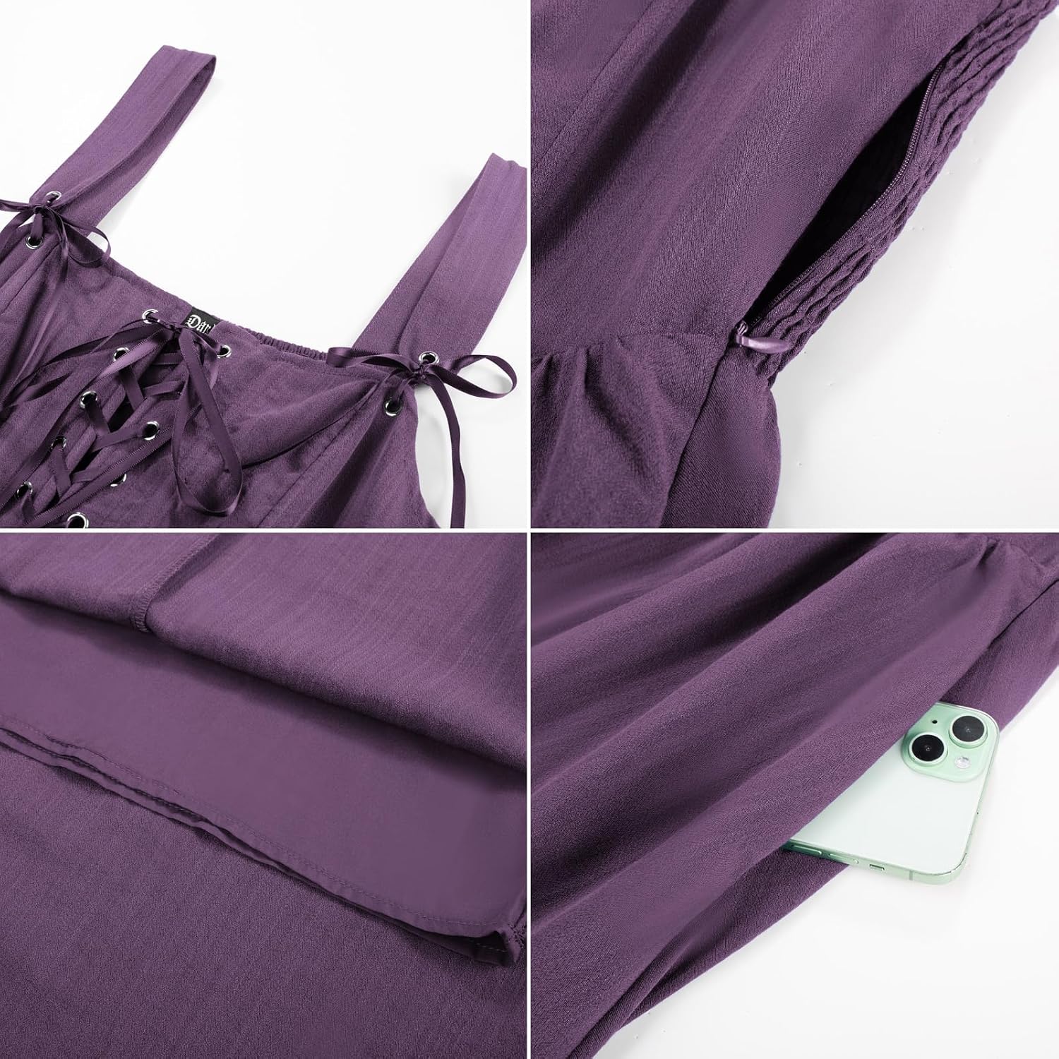 SCARLET DARKNESS Abito da donna rinascimentale, senza maniche, con lacci, linea ad A