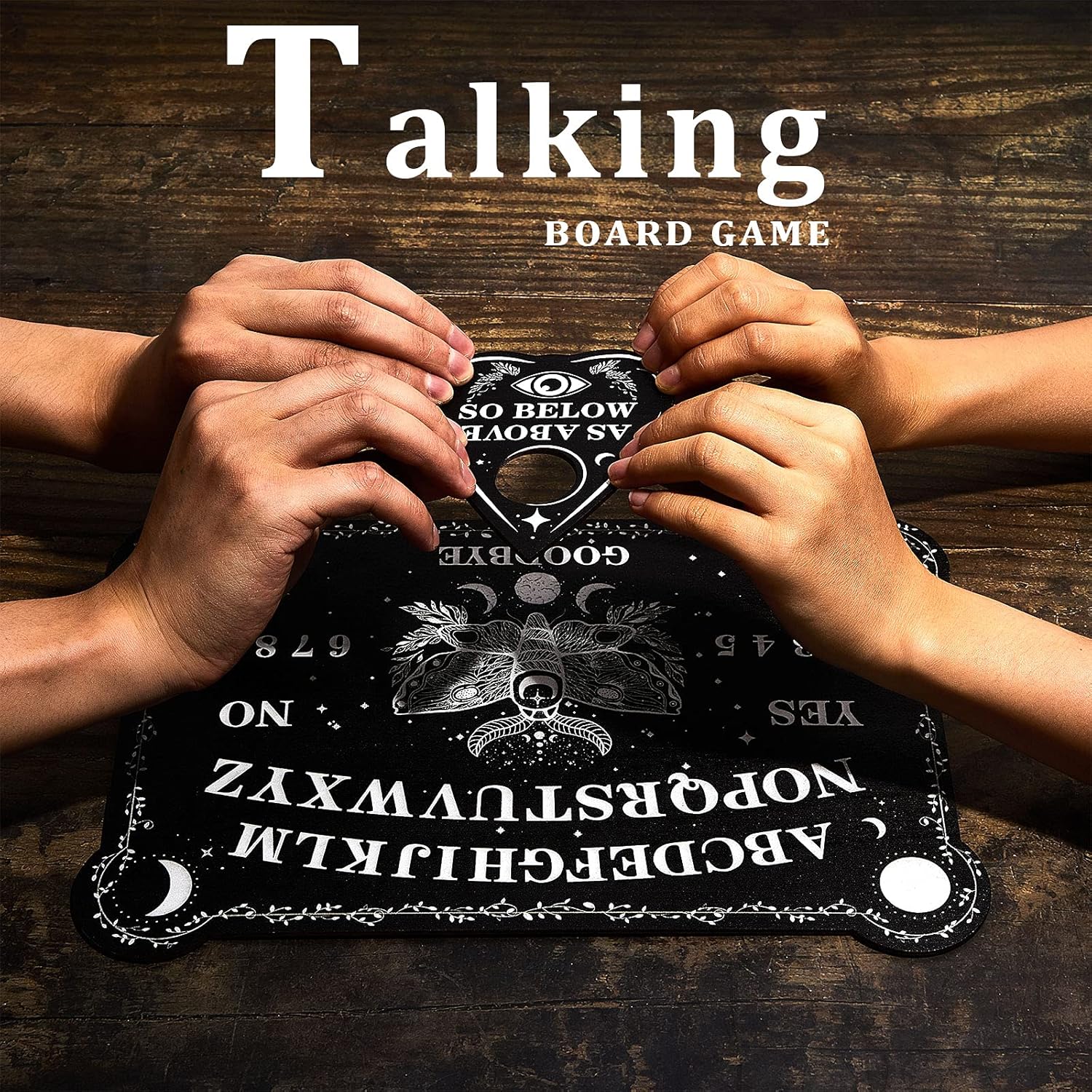 Threan Tavola divinatoria con pendolo con set di ametista, tavola parlante in legno con messaggio metafisico, collana con pendolo di cristallo con planchette per commerci Wiccan (motivo stella)
