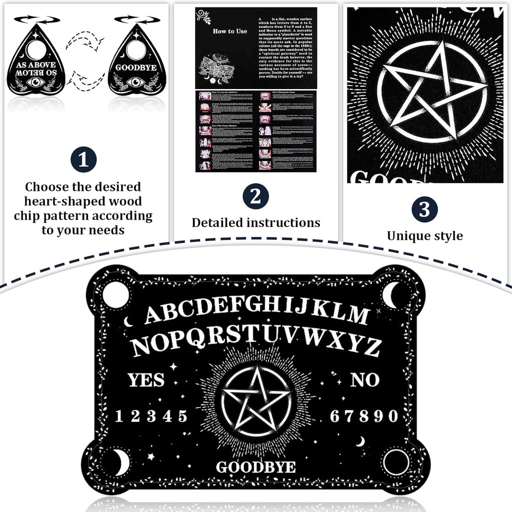 Threan Tavola divinatoria con pendolo con set di ametista, tavola parlante in legno con messaggio metafisico, collana con pendolo di cristallo con planchette per commerci Wiccan (motivo stella)