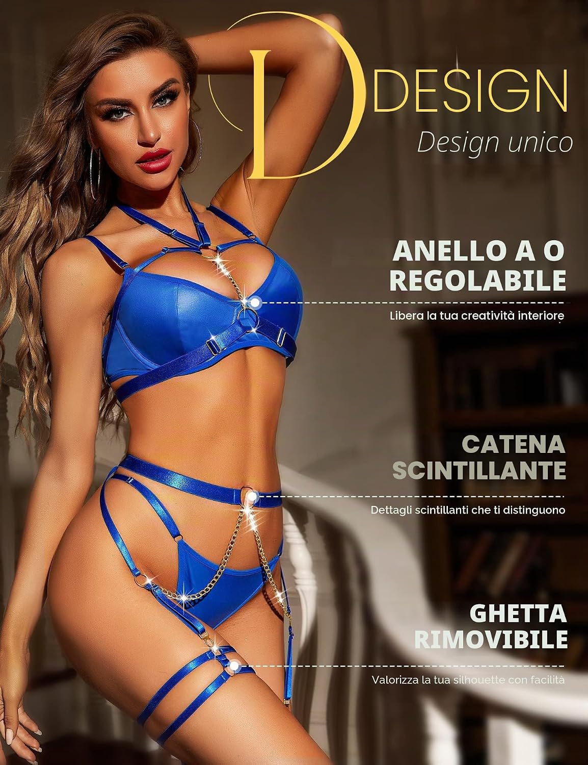 RSLOVE Completo Intimo Donna Sexy Set di Lingerie Reggiseno e Slip con Giarrettiera 6 Pezzi