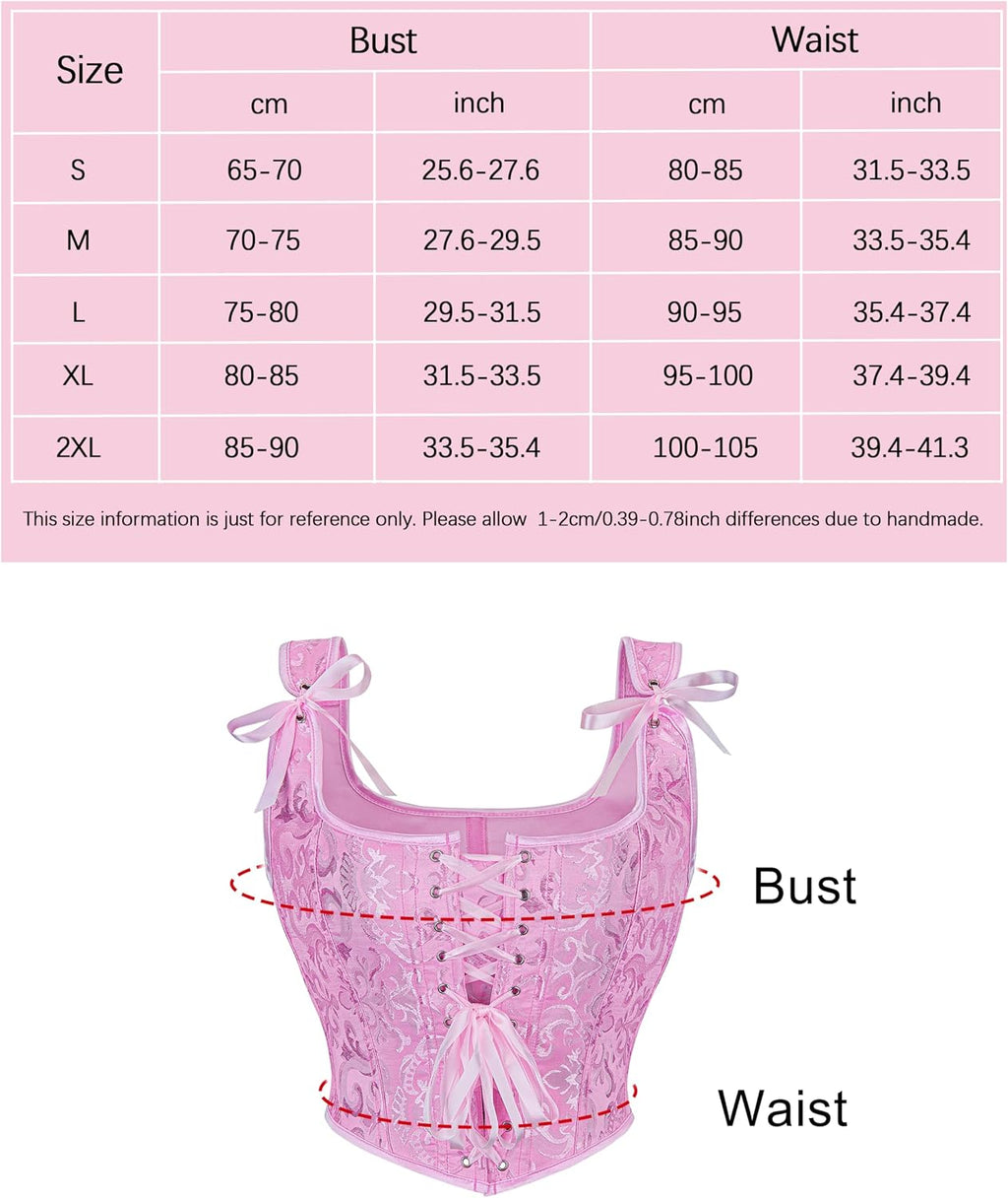 Wikoan Corsetto da Donna Top in Stile Gotico Bustino in Stile Principessa S-XXL