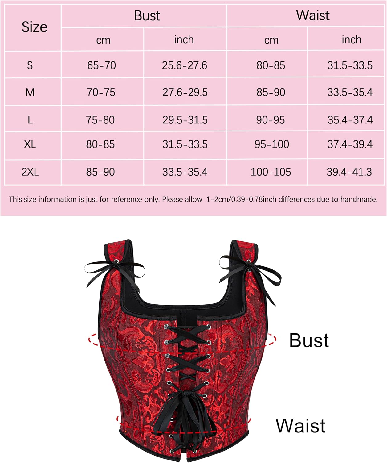 Wikoan Corsetto da Donna Top in Stile Gotico Bustino in Stile Principessa S-XXL