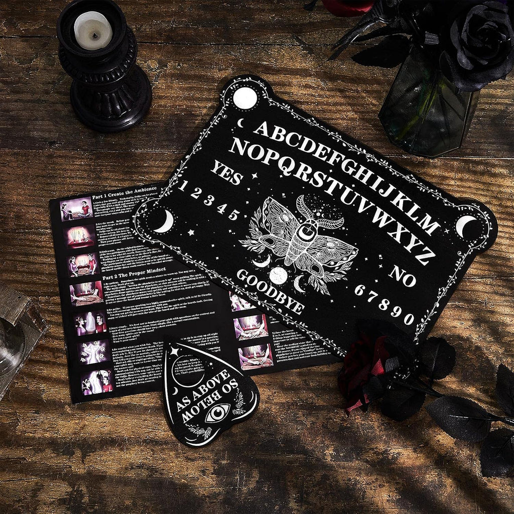 Threan Tavola divinatoria con pendolo con set di ametista, tavola parlante in legno con messaggio metafisico, collana con pendolo di cristallo con planchette per commerci Wiccan (motivo stella)