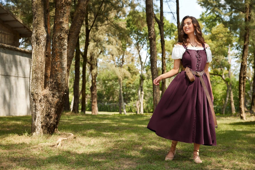 SCARLET DARKNESS Abito da donna rinascimentale, senza maniche, con lacci, linea ad A