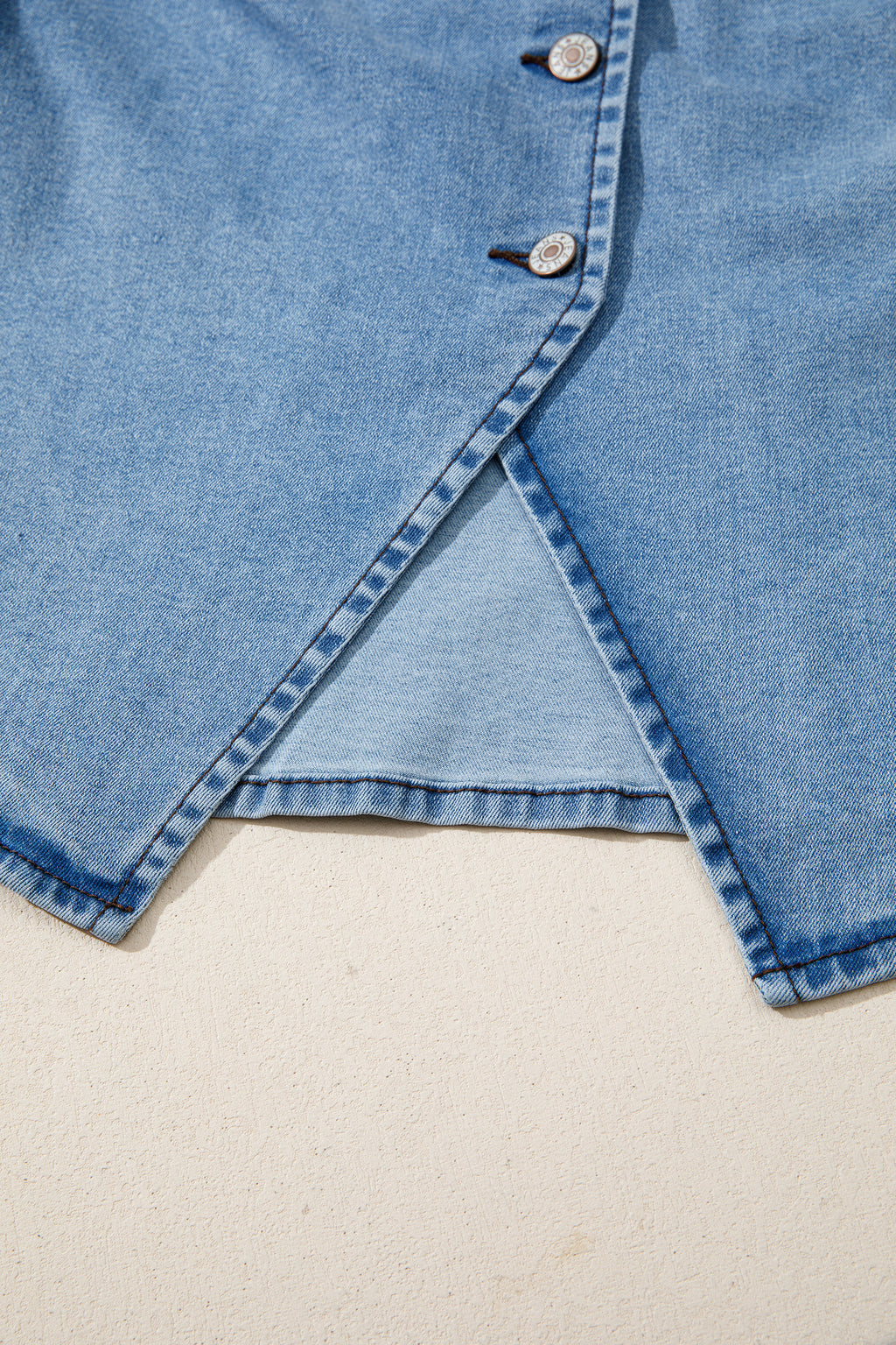 Black Buttoned Front Slit Denim Vest